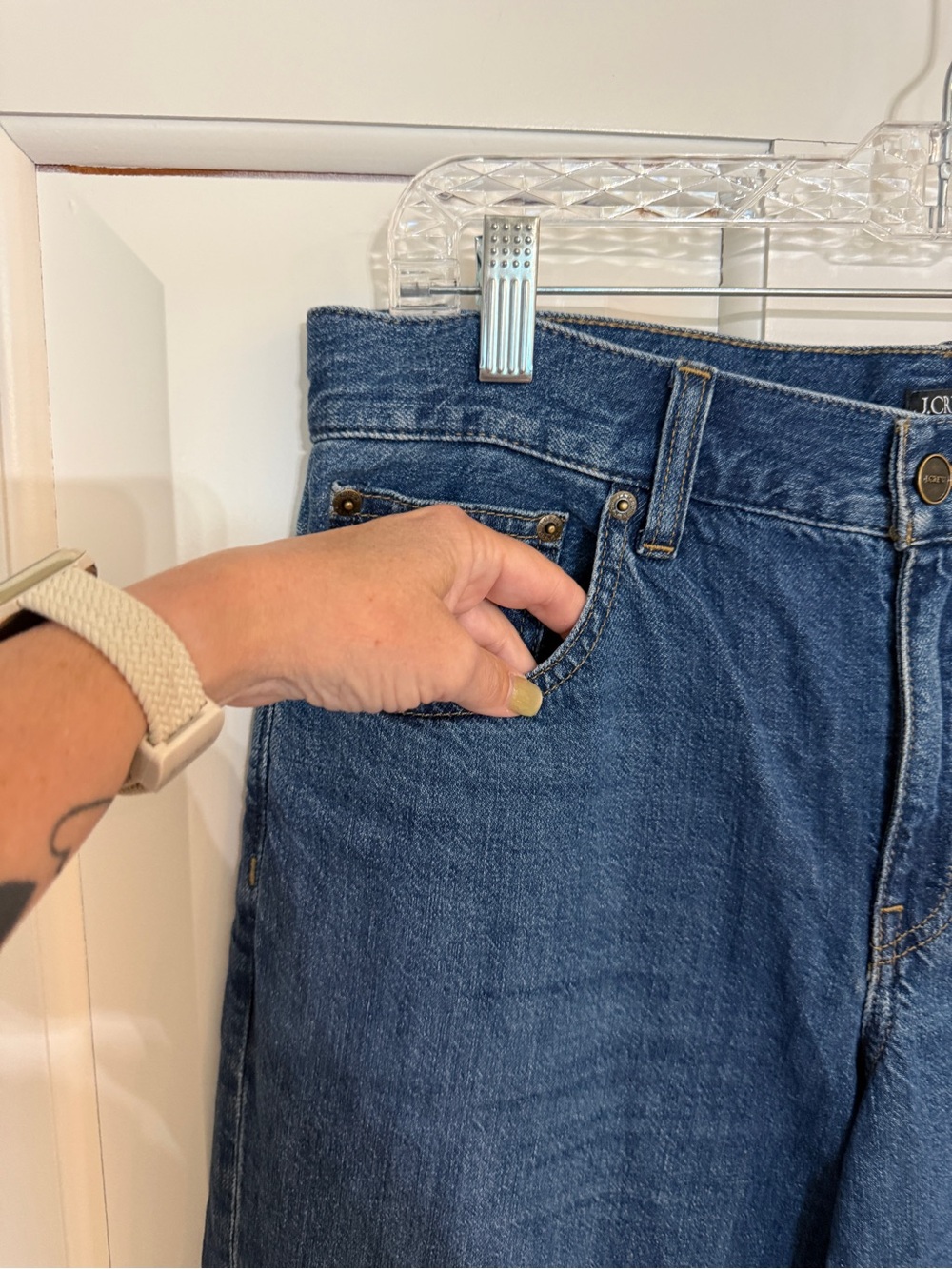 J.Crew Wide Leg Jeans 28P Blue High Rise Linen Blend Denim 25908 - Picture 7 of 15